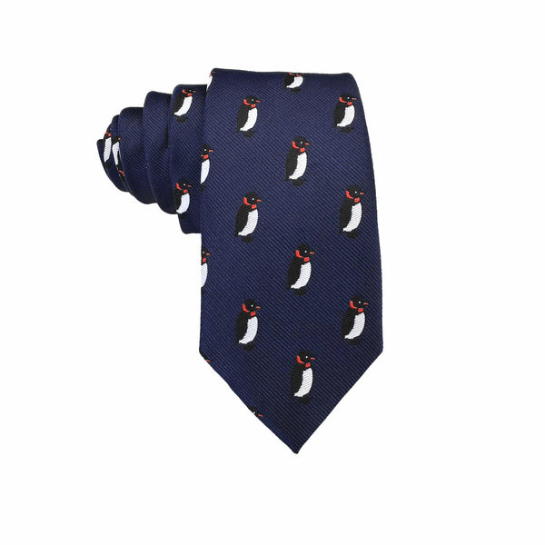 Navy Blue Penguin Skinny Tie