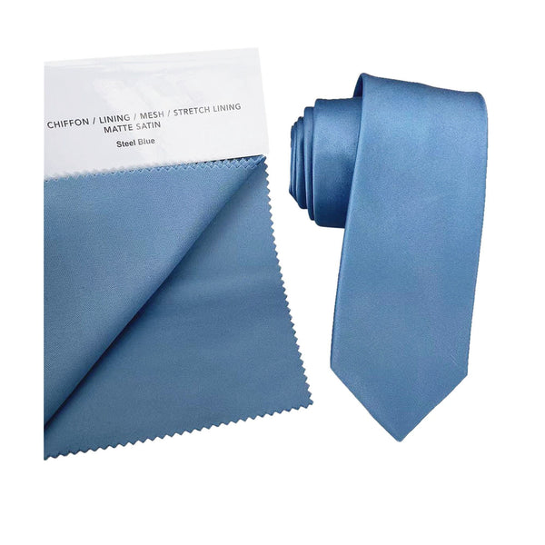 Steel Blue Satin Necktie