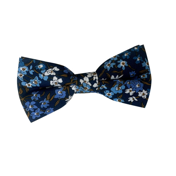 Navy Blue with Midnight Floral Cotton Pre-tied Bow Tie