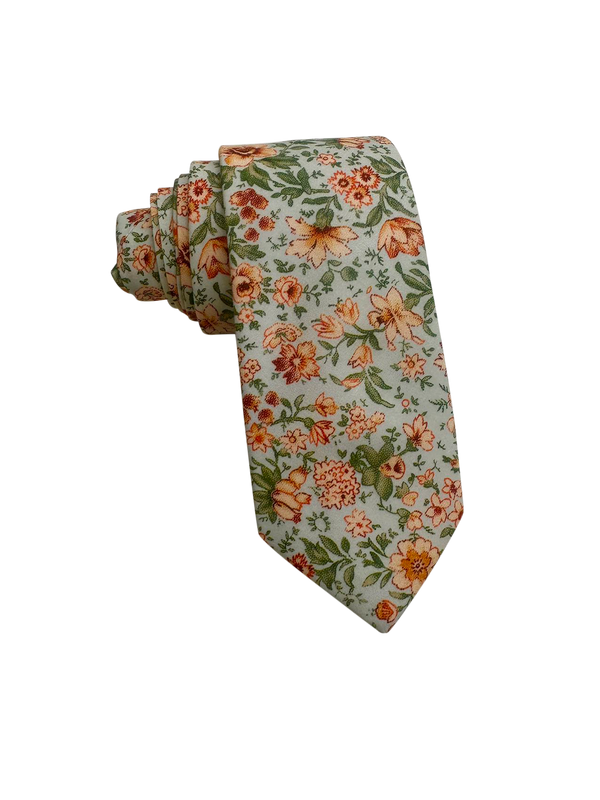 Noble Sage Green Floral Skinny Tie