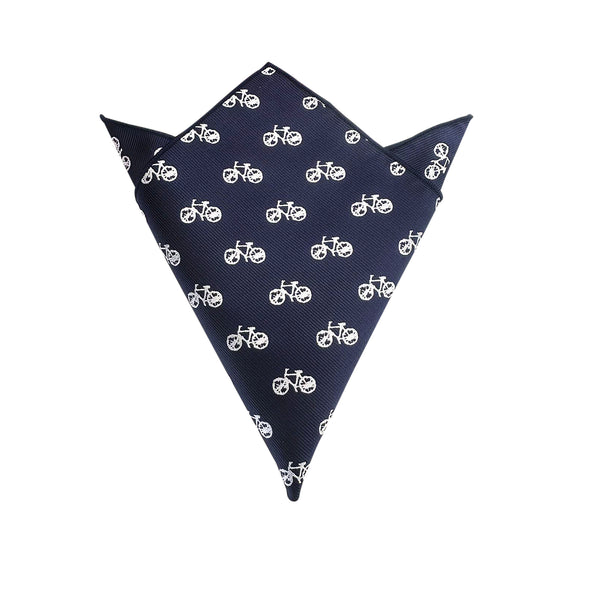 Navy Blue White French Bicycle Pocket Square