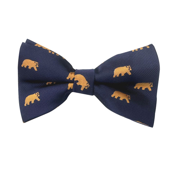 Navy Blue with Gold Bear Pre-tied Bow Tie