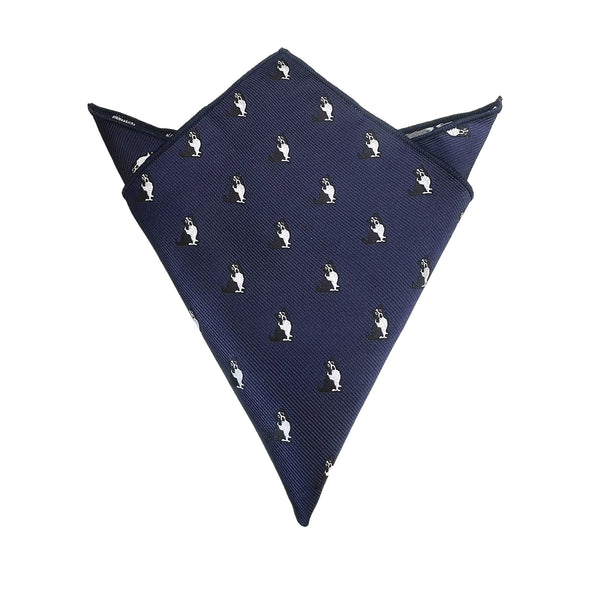 Navy Blue with Border Collie Dog Pocket Square