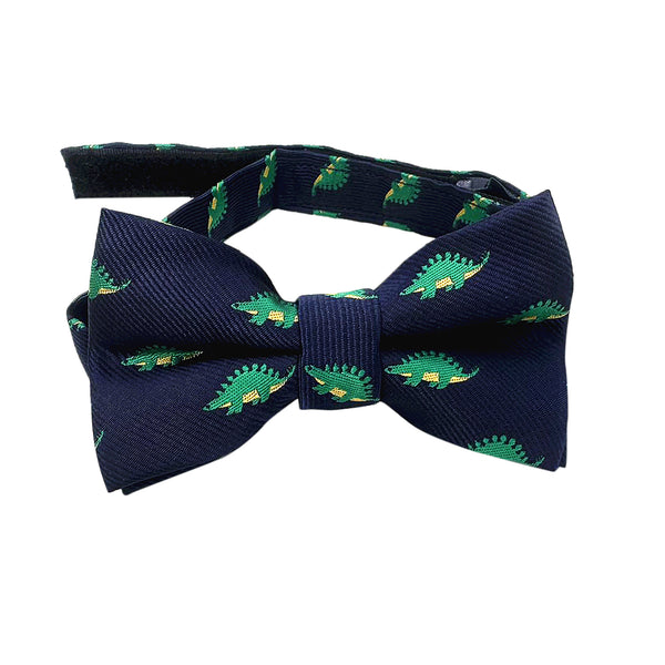 Navy Blue Green Stegosaurus Dinosaur Kids Bow Tie