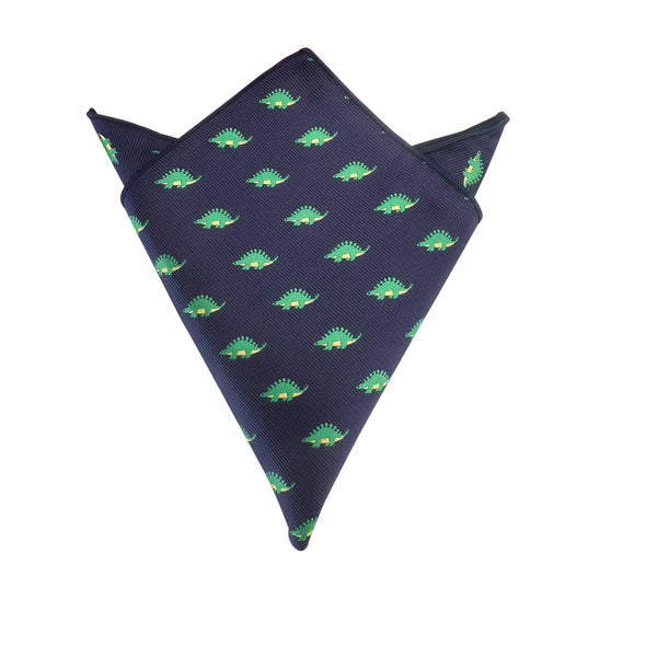 Navy Blue Green Stegosaurus Dinosaur Pocket Square