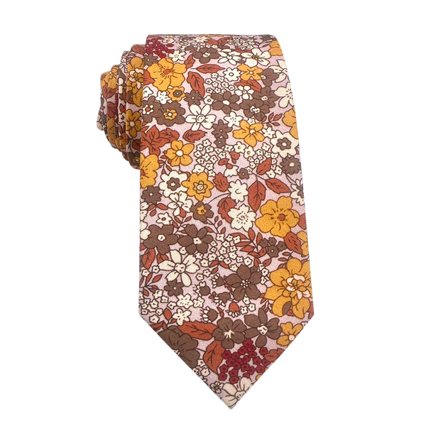 Vintage Brown Floral Skinny Tie