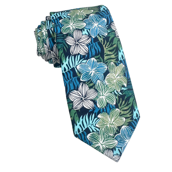 Midnight Sage Tropical Floral Skinny Tie