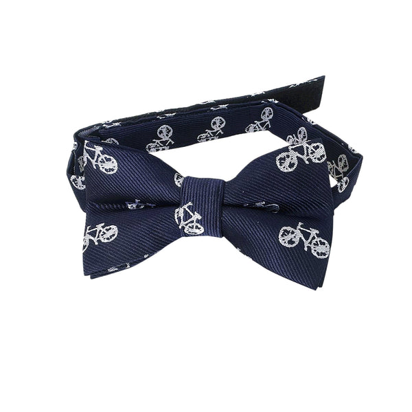 Navy Blue White French Bicycle Kids Bow Tie