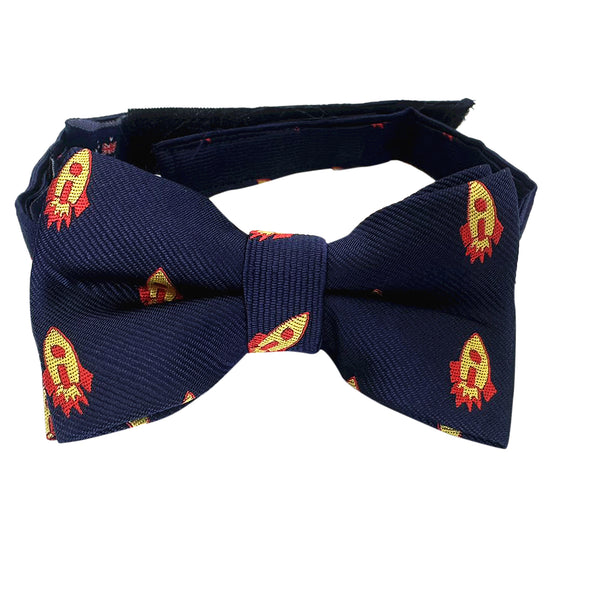 Navy Blue Yellow Rocket Kids Bow Tie