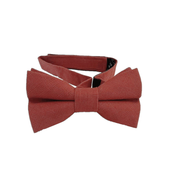 Dark Burnt Orange Linen Kids Bow Tie