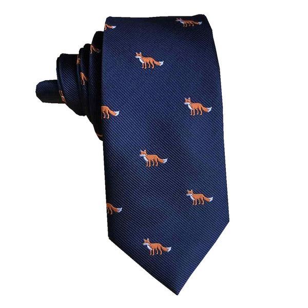 Navy Blue Fox Necktie