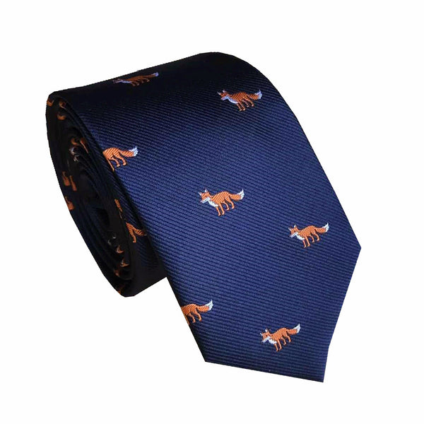 Navy Blue Fox Skinny Tie