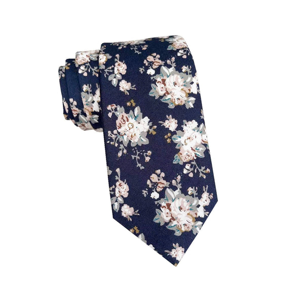 Midnight White Floral Necktie