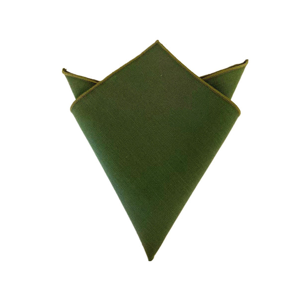 Olive Green Linen Pocket Square