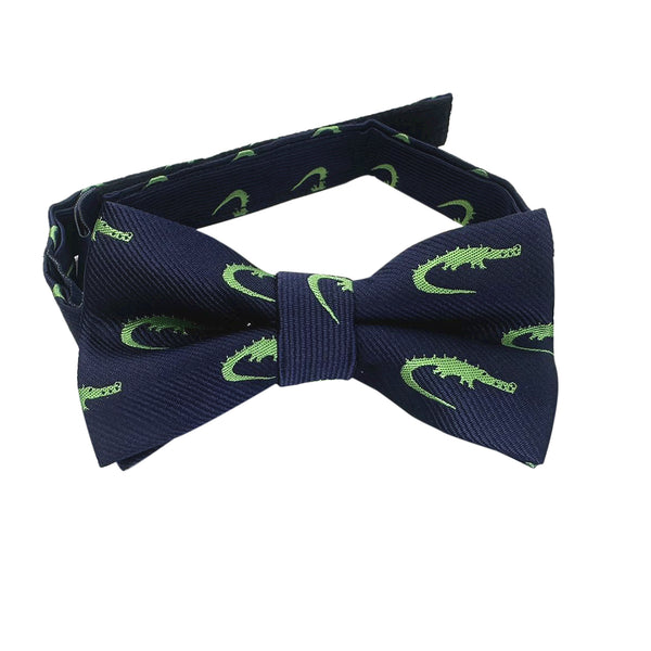 Navy Blue with Green Crocodile Kids Bow Tie