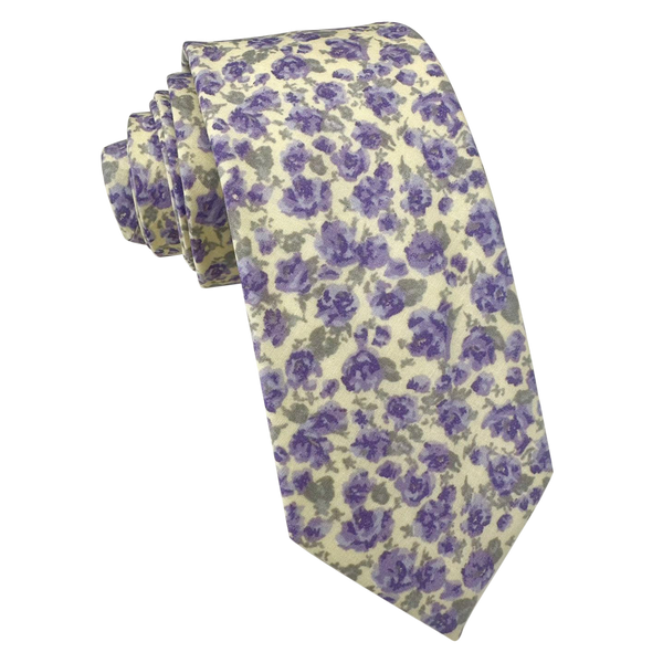 Fuchsia Purple on Beige Skinny Tie