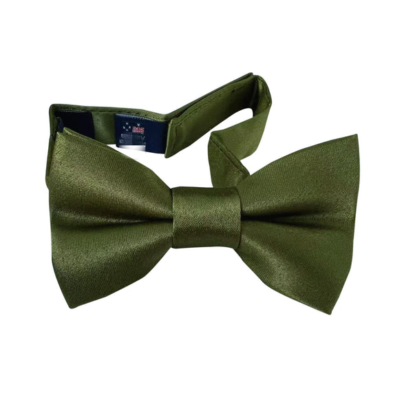 Olive Green Satin Kids Bow Tie