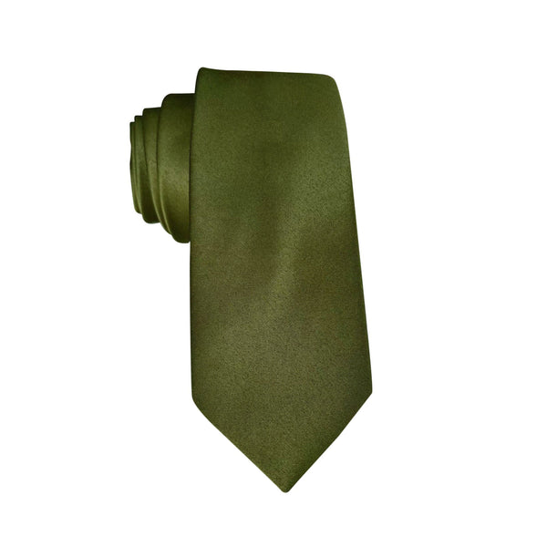 Olive Green Satin Necktie