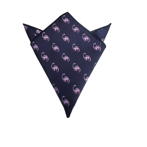 Navy Blue with Lilac Apatosaurus Dinosaur Pocket Square