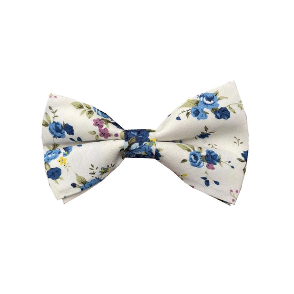 White Midnight and Blue Floral Pre-tied Bow Tie