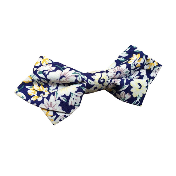 Sapphire Blue Floral Pre-tied Diamond Bow Tie