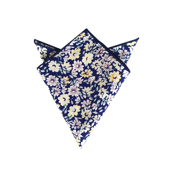 Sapphire Blue Floral Pocket Square