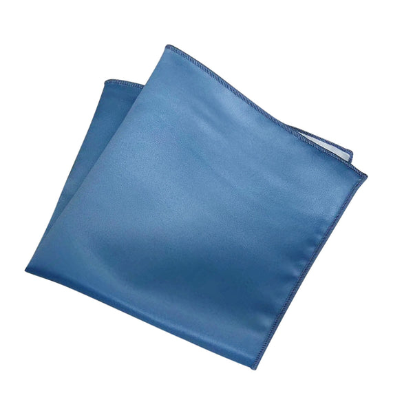 Steel Blue Satin Pocket Square