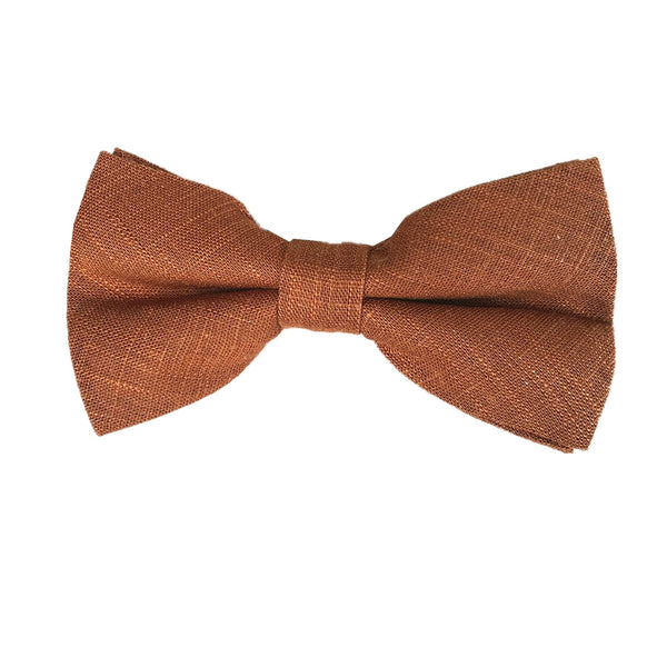 Rusty Bronze Linen Pre-tied Bow Tie