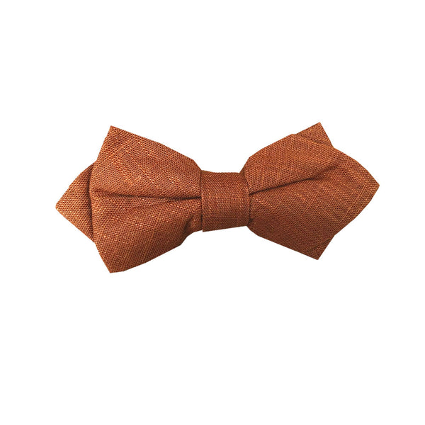 Rusty Bronze Linen Pre-tied Diamond Bow Tie