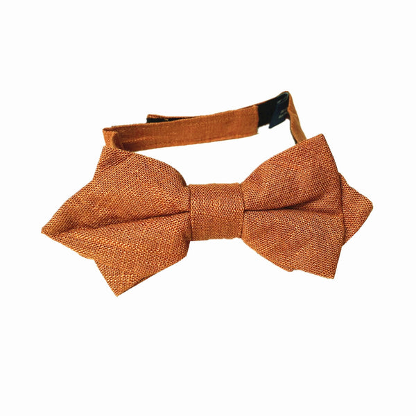 Rusty Bronze Linen Kids Diamond Bow Tie