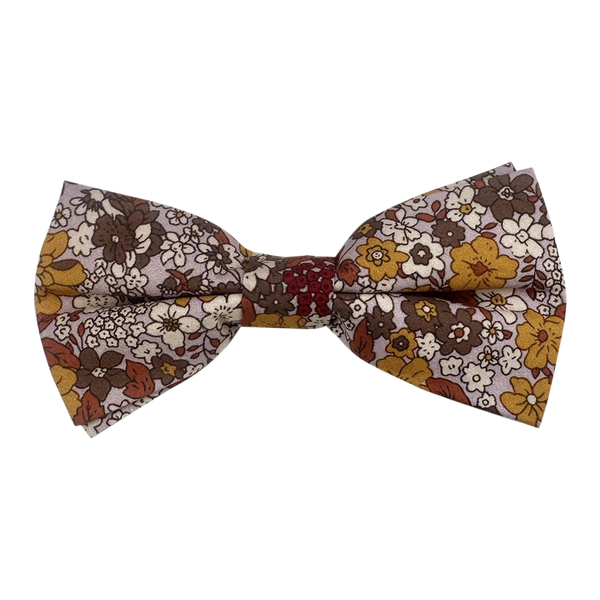 Vintage Brown Floral Pre-tied Bow Tie