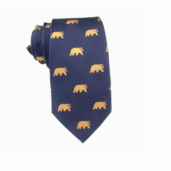 Navy Blue with Gold Bear Necktie