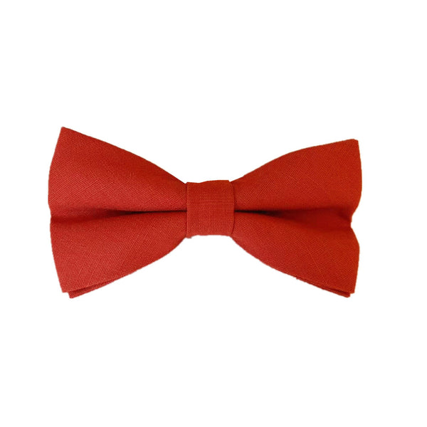 Dark Burnt Orange Linen Pre-tied Bow Tie