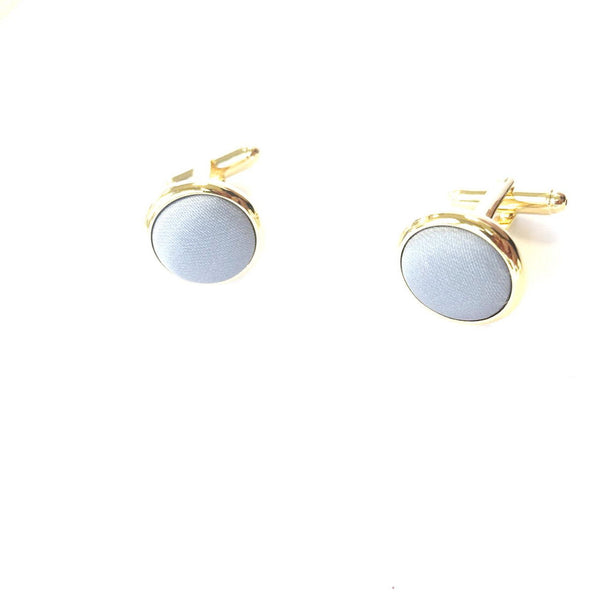 Dusty Blue Matte Satin Gold Cufflinks