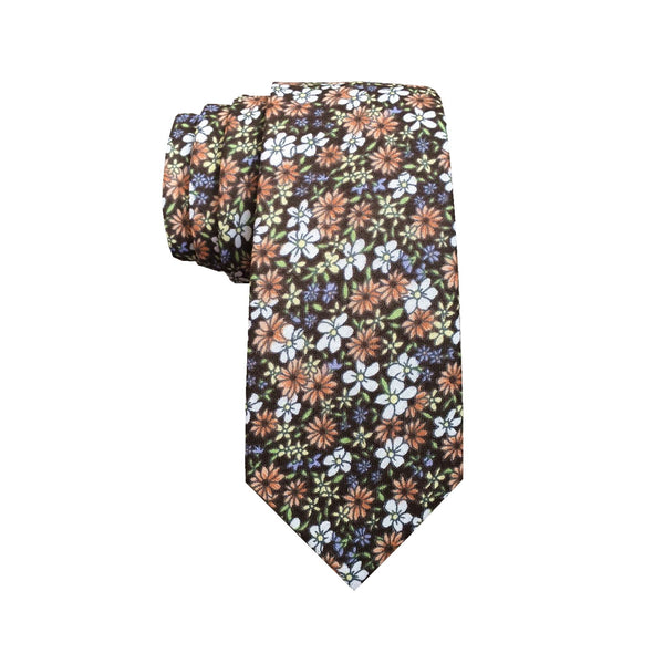 Dusty Orange & White Floral Necktie