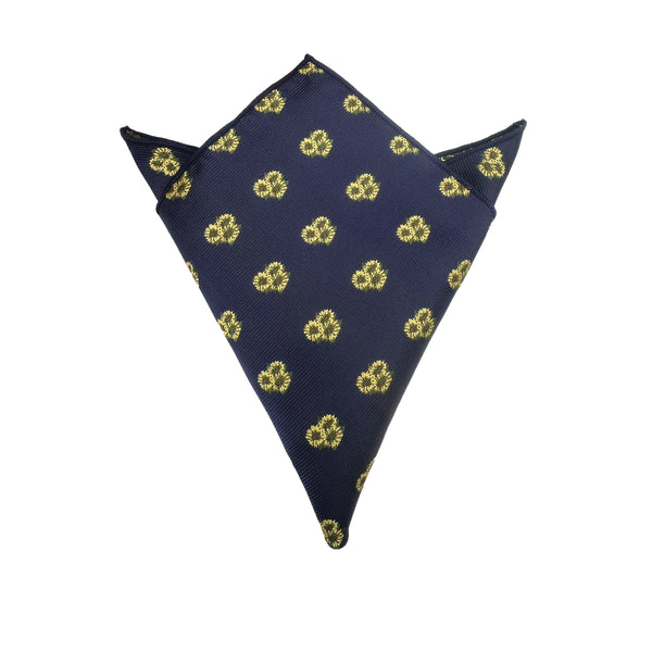 Navy Blue Yellow Spring Sunflower Pocket Square