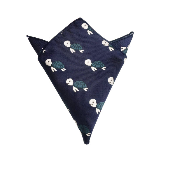 Navy Blue Sea Turtle Pocket Square