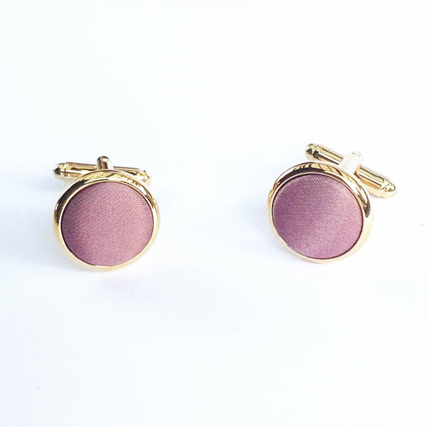 Vintage Mauve Satin Gold Cufflinks