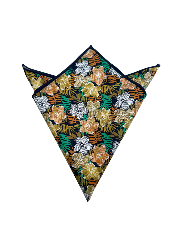 Luxor Gold Tropical Leaves Pocket Square