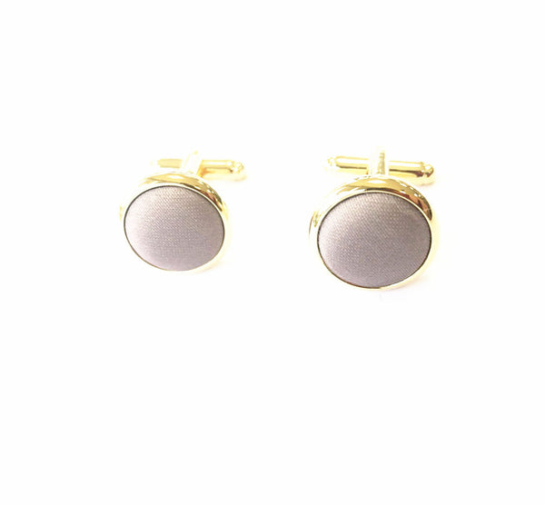 Taupe Satin Gold Cufflinks