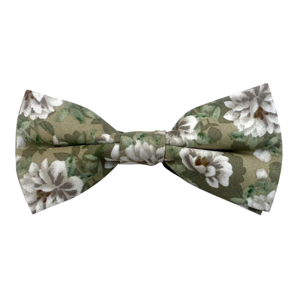 Sage Green With White Floral Pre-tied Bow Tie