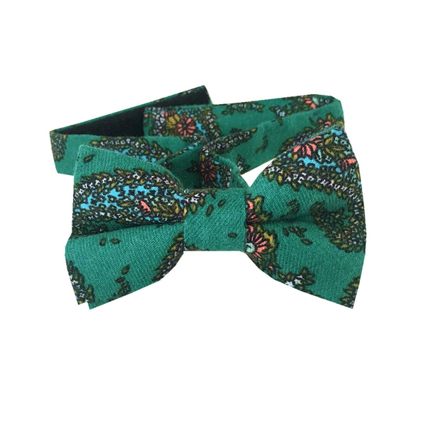 Green Paisley Kids Bow Tie