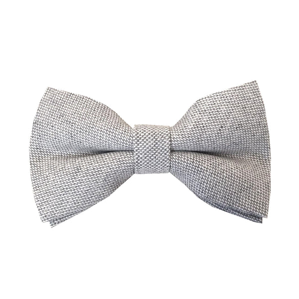 Grey Weave Linen Pre-tied Bow Tie