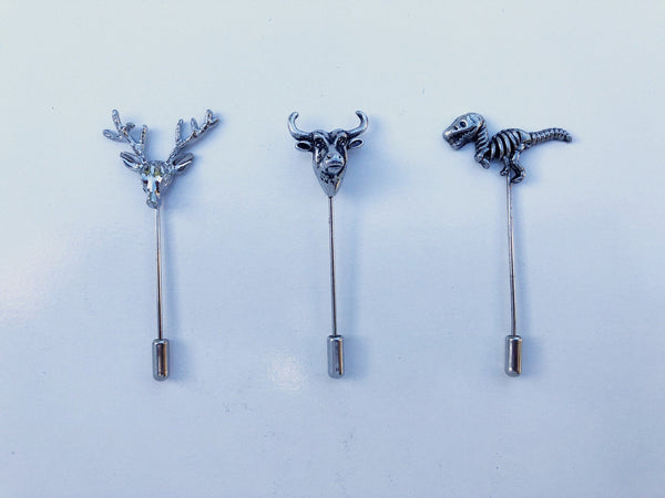 Moose, Bull & T-rex Lapel Pin