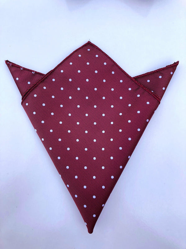 Burgundy with White Polka Dots Pocket Square