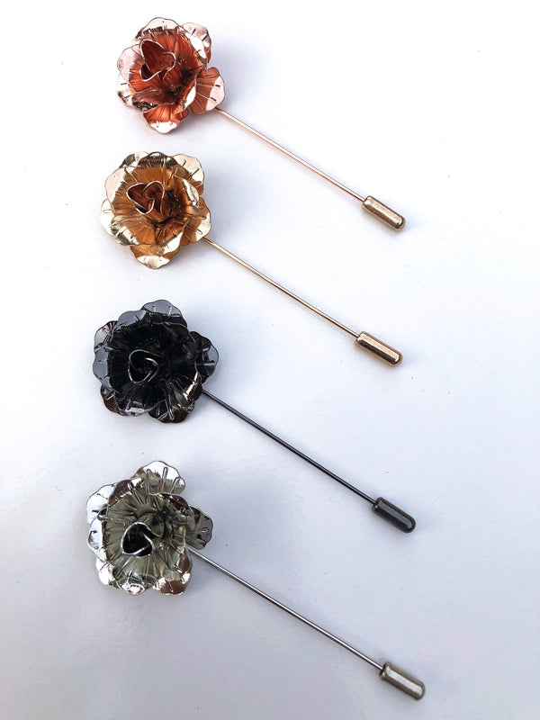 Rose Gold Flower Lapel Pin