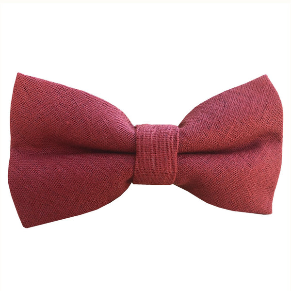 Burgundy Linen Pre-tied Bow Tie