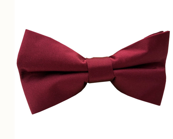 Burgundy Satin Pre-tied Bow Tie