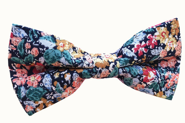 Teal Green Floral Bow Tie