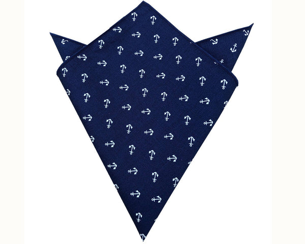 Navy Anchor Pocket Square